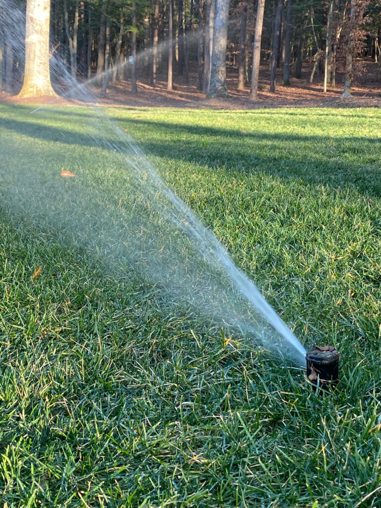 lawn irrigation with rotor head spraying