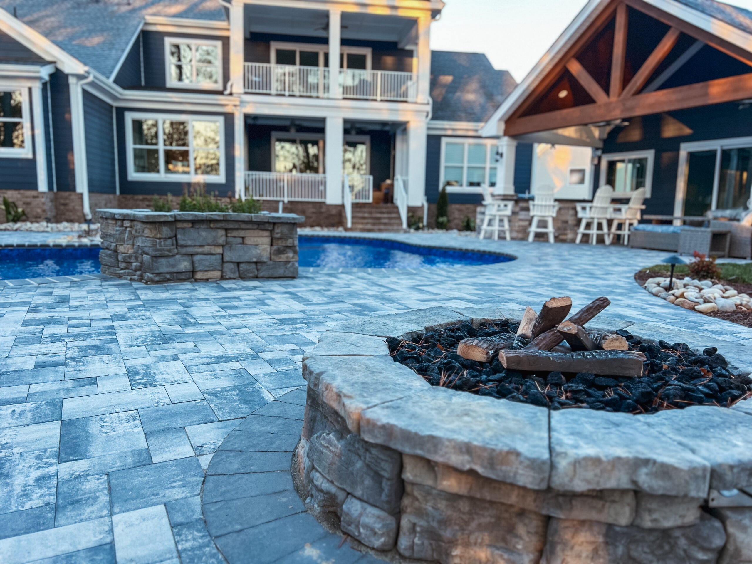 paver patio with firepit